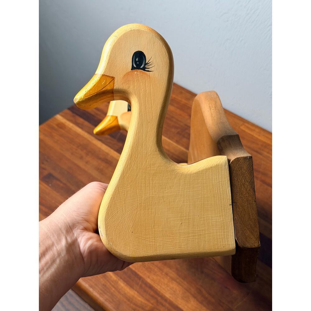 Vintage Wooden Goose Towel Wall Rack | Hand Painted Duck Geese Kitchen Decor - Picture 13 of 16